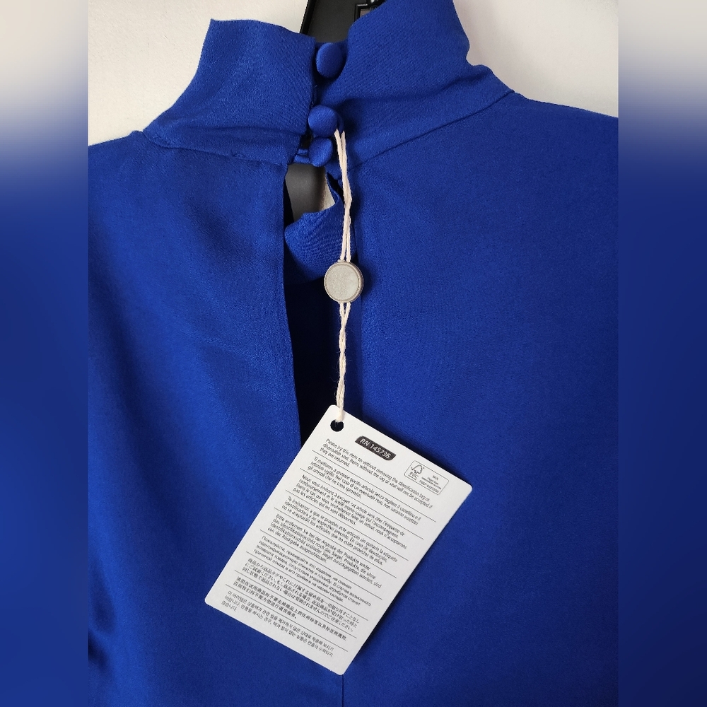 Gina Cobalt Crepe Mini Dress - Picture 6 of 11